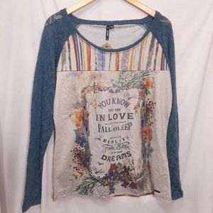 NWT Smash Blue Sweater Sleeve Shirt You Know You Are In Love When Size Large